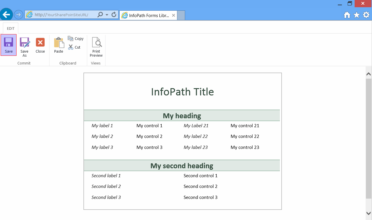 How to create and publish InfoPath 2013 template to a SharePoint 2013